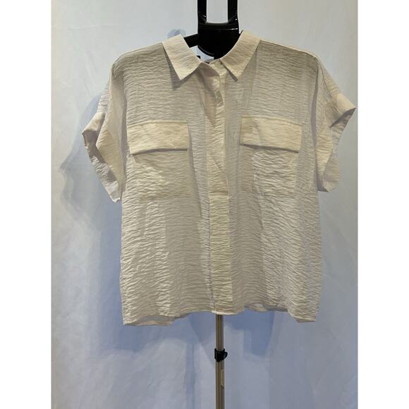 NWT Simply Vera Wang Modern White Short Sleeve Shirt Women's size XL - Picture 1 of 5